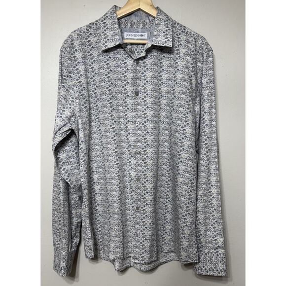John Lennon Shirt Mens Size XL Geometric Button-Up Preppy Long Sleeve - Picture 1 of 9